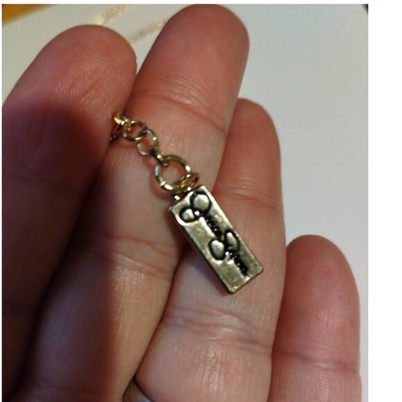 Jessica Simpson Black & Gold Tone Fringe Chain Link Dainty Necklace - Picture 5 of 5